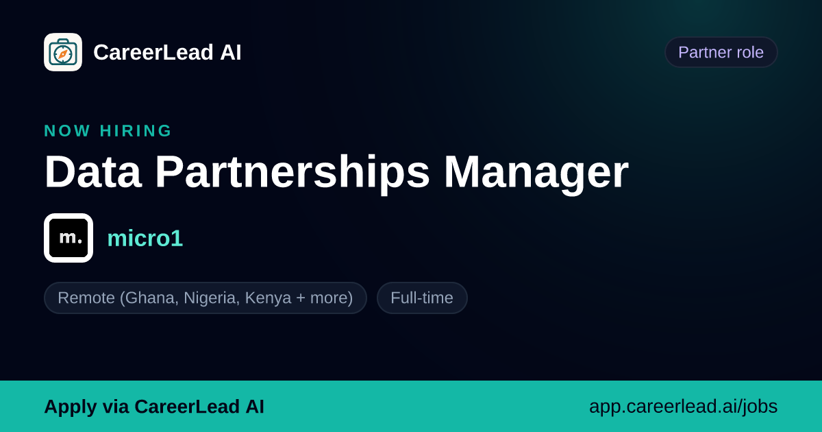 Data Partnerships Manager at micro1 – Remote (Ghana, Nigeria, Kenya ...